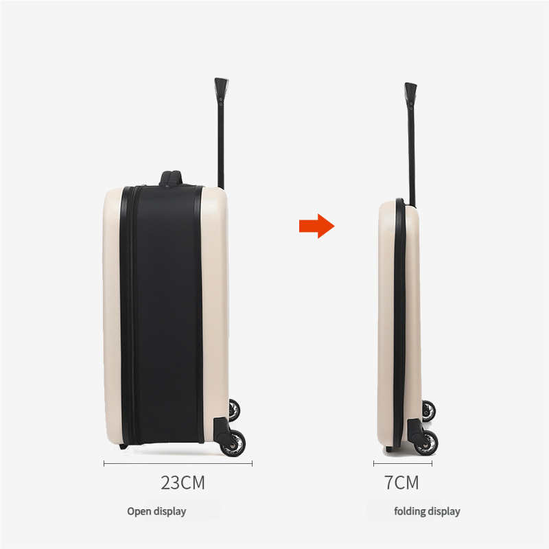 Compact Expandable Foldable Luggage - Reinforced Alloy Handle & Silent Wheels(white) - Image 3
