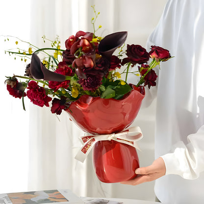 Handcrafted Minimalist Ceramic Vase - Artistic Home Decor Centerpiece(white) - Image 4