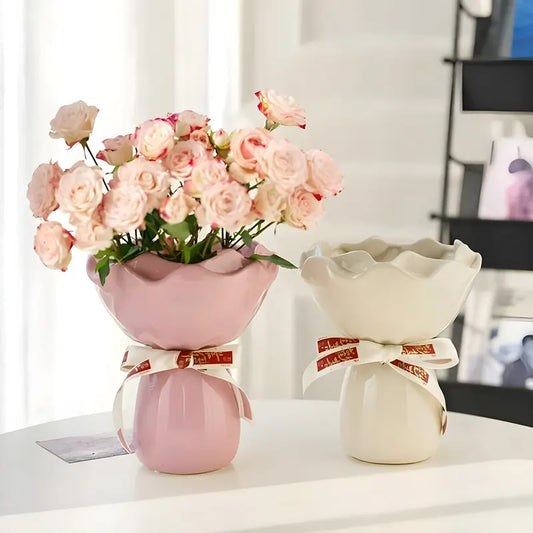 Handcrafted Minimalist Ceramic Vase - Artistic Home Decor Centerpiece(brown) - Image 3