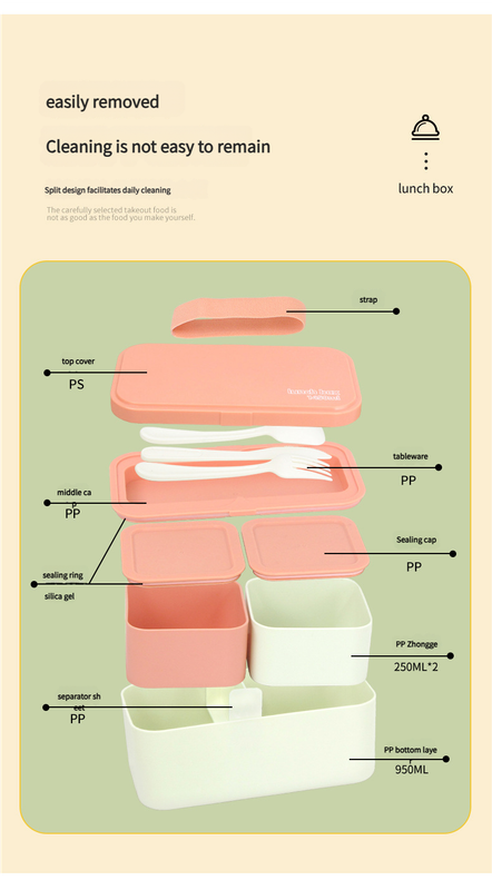 Eco - Friendly Lunch Box - Portable with Compartments(pink) - Image 4