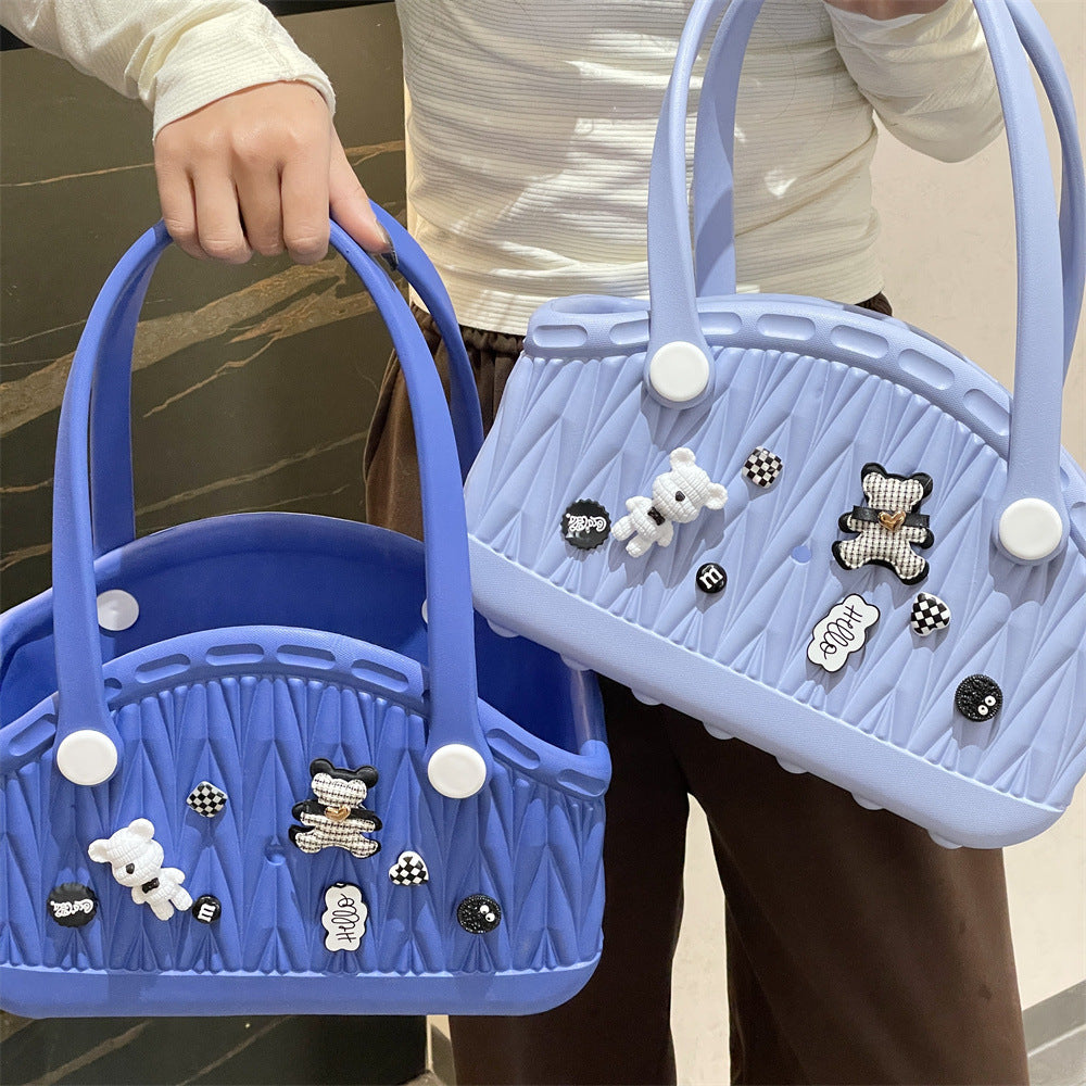 Stylish Handbag - Spacious with Decorative Elements(Dark Blue) - Image 4