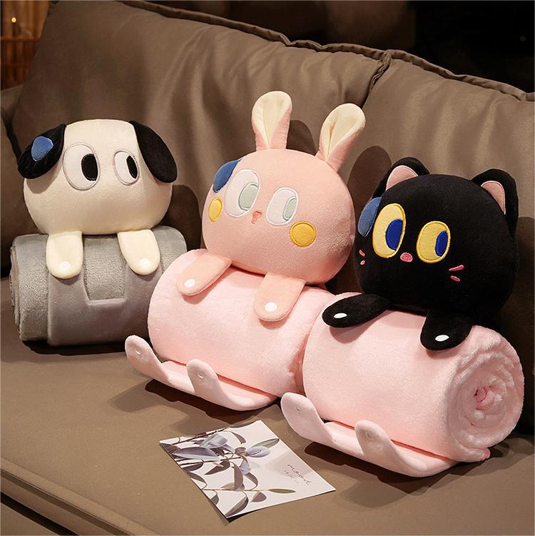Plush 2-in-1 Pillow Blanket - Adorable Design for Cozy Comfort(White Cat) - Image 4