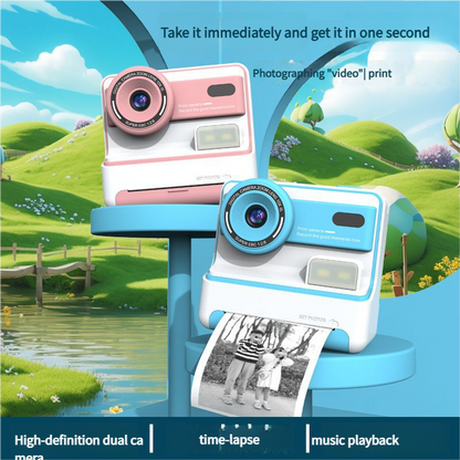 Kids Instant Print Camera - Creative Drawing & Photo Fun with Thermal Printing(Pink+64GB memory card) - Image 3