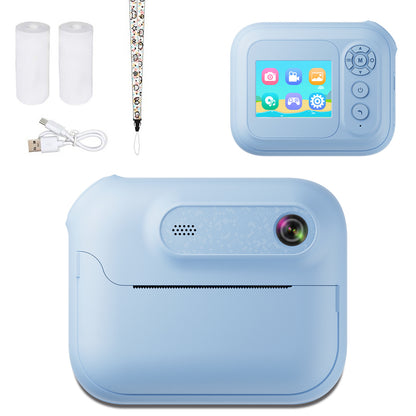 Kids Multi-Functional Camera Toy - Instant B&W Printing & Creative Stickers(blue)