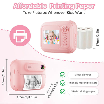 Kids Multi-Functional Camera Toy - Instant B&W Printing & Creative Stickers(yellow) - Image 5