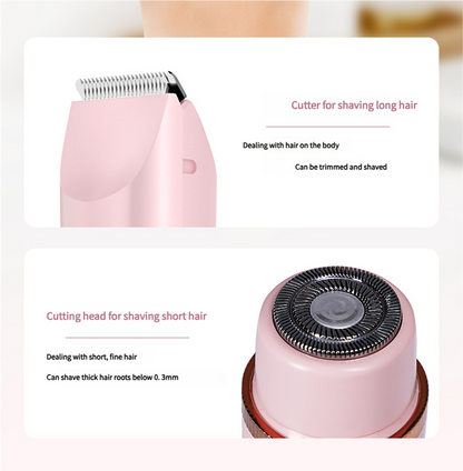 Dual-Head Electric Hair Trimmer - IPX7 Waterproof Body Groomer with Type-C Charging(pink) - Image 3