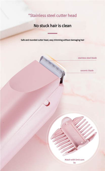 Dual-Head Electric Hair Trimmer - IPX7 Waterproof Body Groomer with Type-C Charging(pink) - Image 4