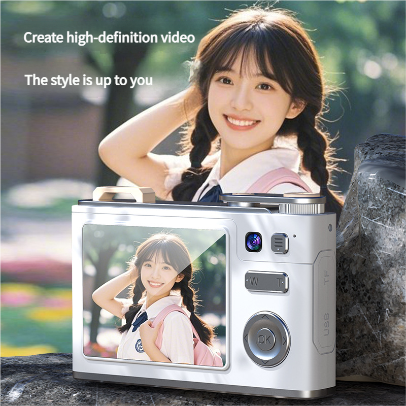 Glitter Sand Design 64MP HD Digital Camera with LED Fill Light & Auto Focus(white) - Image 3