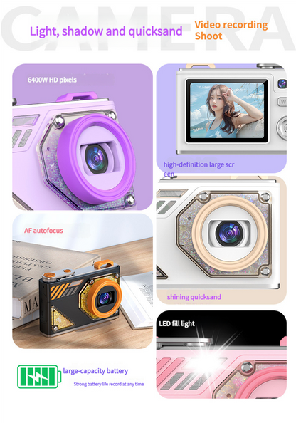 Glitter Sand Design 64MP HD Digital Camera with LED Fill Light & Auto Focus(white) - Image 4