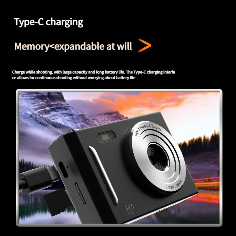 50MP HD Digital Camera with 8X Zoom & Dual Lens System(white) - Image 4