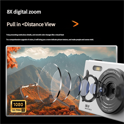 50MP HD Digital Camera with 8X Zoom & Dual Lens System(rose red) - Image 2