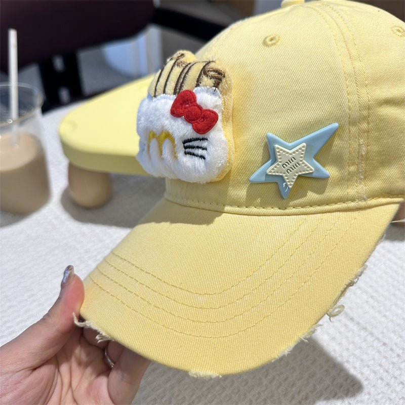 Adorable Cartoon Cat & Stars Baseball Cap - 100% Cotton, Adjustable Fit, Sun Protection(blue) - Image 4