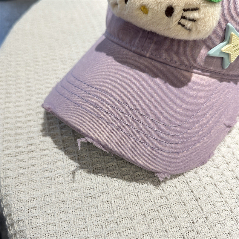 Adorable Cartoon Cat & Stars Baseball Cap - 100% Cotton, Adjustable Fit, Sun Protection(blue) - Image 8