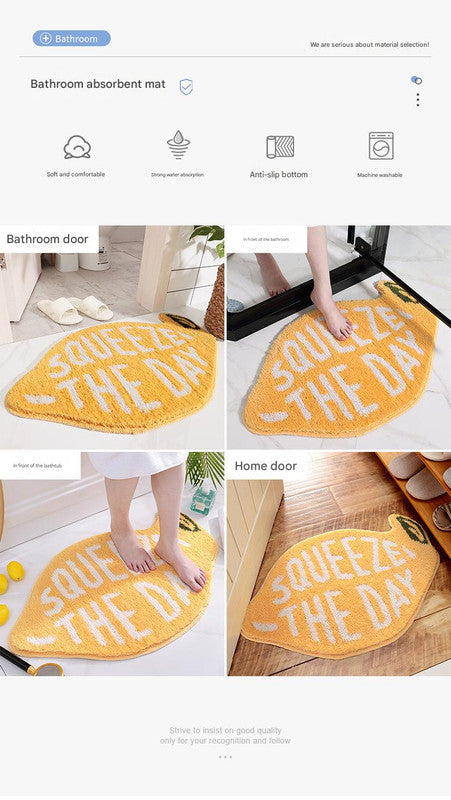 Super Absorbent Microfiber Bath Mat - Non-Slip TPR Backing, Machine Washable, Fun Fruit Designs(Pink peach 55*63cm) - Image 3
