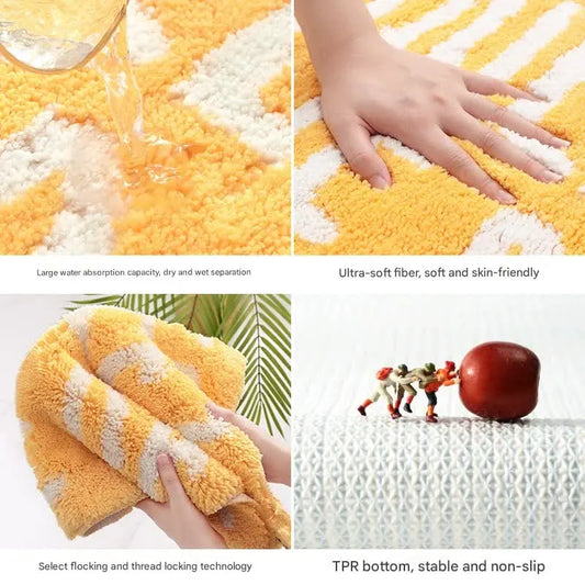 Super Absorbent Microfiber Bath Mat - Non-Slip TPR Backing, Machine Washable, Fun Fruit Designs(Yellow lemon 46*76cm) - Image 2