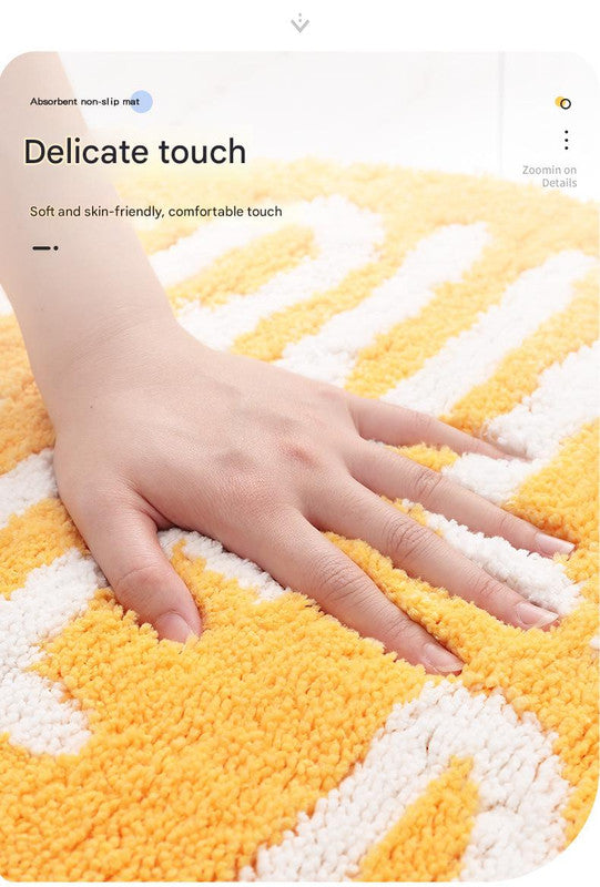 Super Absorbent Microfiber Bath Mat - Non-Slip TPR Backing, Machine Washable, Fun Fruit Designs(Yellow lemon 46*76cm) - Image 5