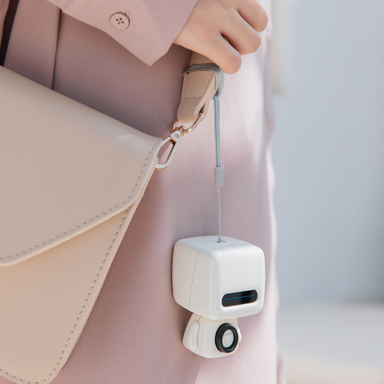 Mini Robot Style Bluetooth Speaker - Portable, 8-9 Hr Playtime, Built-in Mic & Lanyard(White) - Image 3