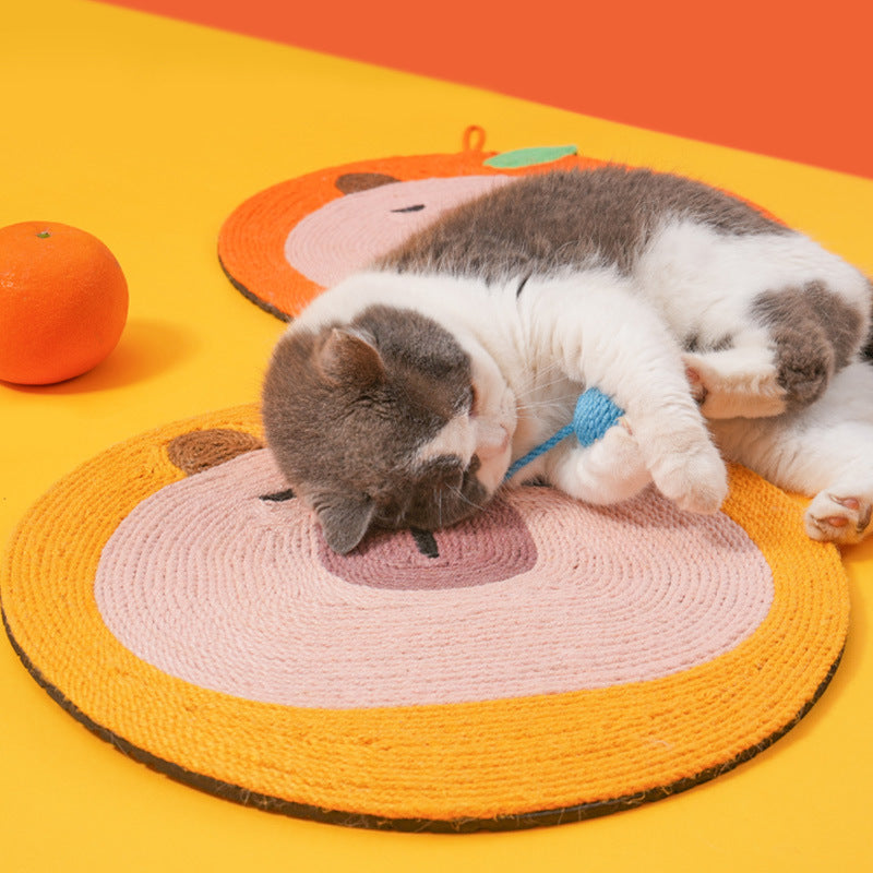Fruit-Themed Capybara Cat Scratching Pad - Sisal Rope, EVA Non-Slip Backing, Hanging or Floor Use(yellow) - Image 3