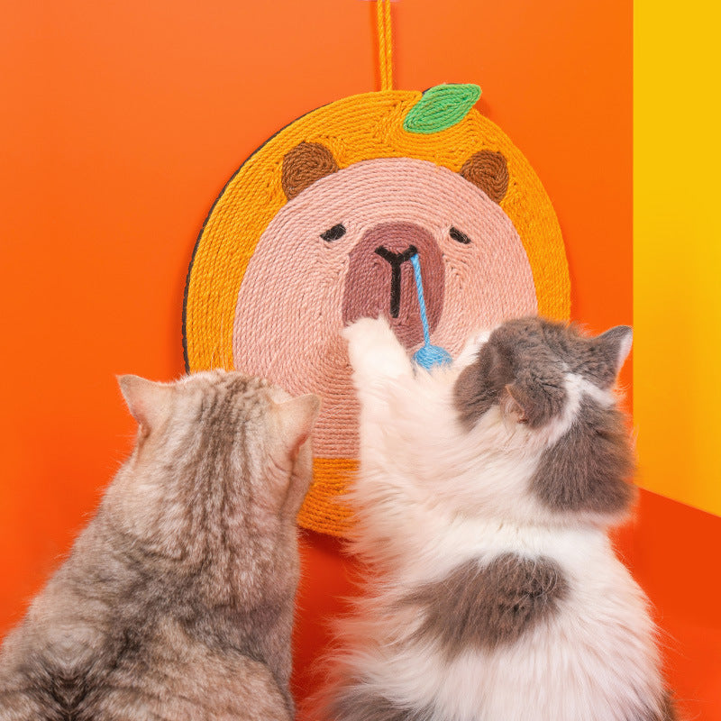 Fruit-Themed Capybara Cat Scratching Pad - Sisal Rope, EVA Non-Slip Backing, Hanging or Floor Use(yellow) - Image 4