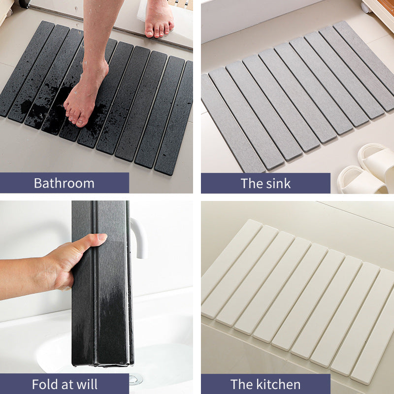 Collapsible Diatom Mud Bath Mat - Quick Dry, Non-Slip, Odor-Free Absorbent Pad(dark grey) - Image 2