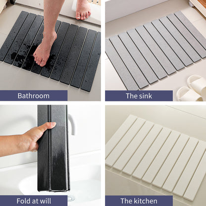 Collapsible Diatom Mud Bath Mat - Quick Dry, Non-Slip, Odor-Free Absorbent Pad(dark grey) - Image 2