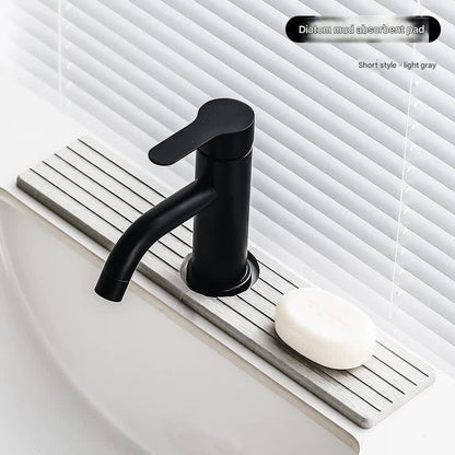 Diatom Mud Faucet Splash Guard & Absorbent Mat - Quick Dry, Non-Slip Sink Organizer(light grey)