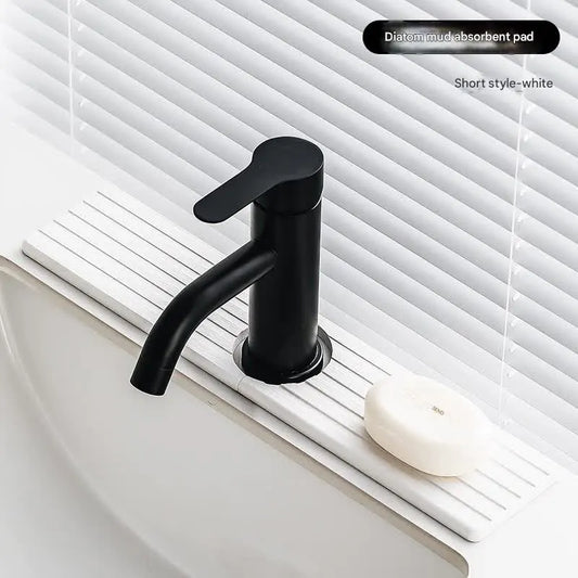 Diatom Mud Faucet Splash Guard & Absorbent Mat - Quick Dry, Non-Slip Sink Organizer(white)