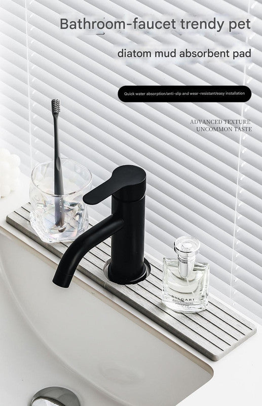 Diatom Mud Faucet Splash Guard & Absorbent Mat - Quick Dry, Non-Slip Sink Organizer(white) - Image 3