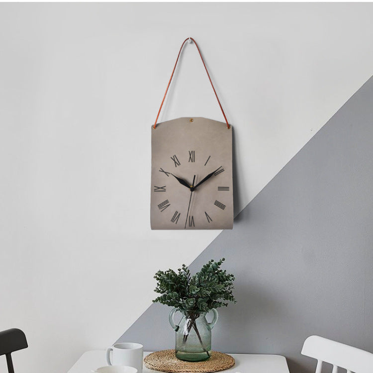 Retro PU Leather Hanging Wall Clock - Silent Sweep Movement, Roman Numerals, Decorative Handbag Style(Red) - Image 4