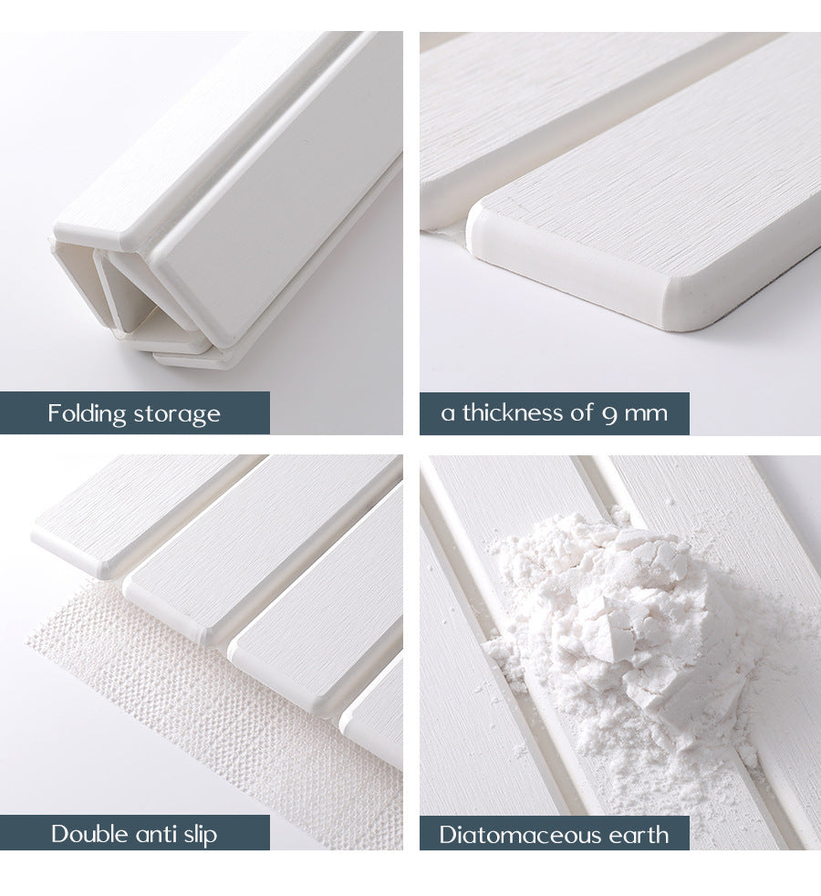 Folding Diatomaceous Earth Countertop Drain Mat - Quick Dry, Non-Slip & Easy Clean Absorbent Pad(white) - Image 6