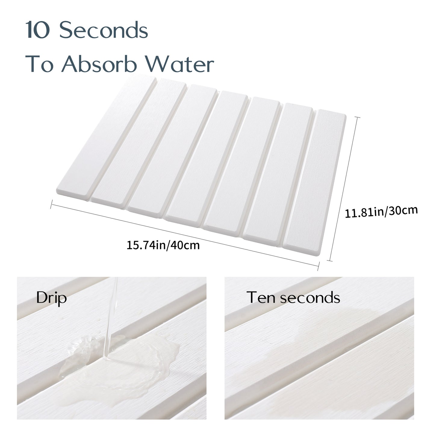 Folding Diatomaceous Earth Countertop Drain Mat - Quick Dry, Non-Slip & Easy Clean Absorbent Pad(light grey) - Image 3