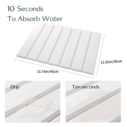 Folding Diatomaceous Earth Countertop Drain Mat - Quick Dry, Non-Slip & Easy Clean Absorbent Pad(light grey) - Image 3