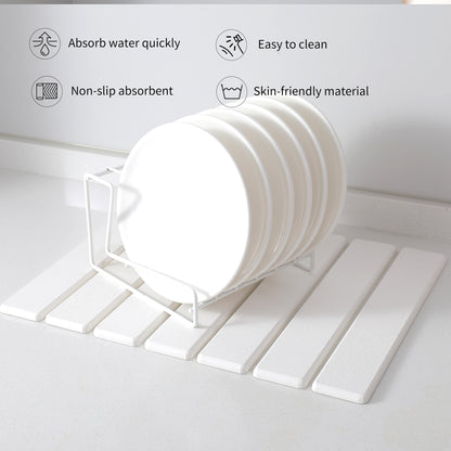 Folding Diatomaceous Earth Countertop Drain Mat - Quick Dry, Non-Slip & Easy Clean Absorbent Pad(light grey) - Image 4