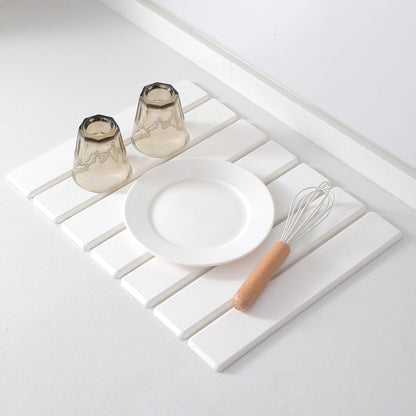 Folding Diatomaceous Earth Countertop Drain Mat - Quick Dry, Non-Slip & Easy Clean Absorbent Pad(dark grey) - Image 2