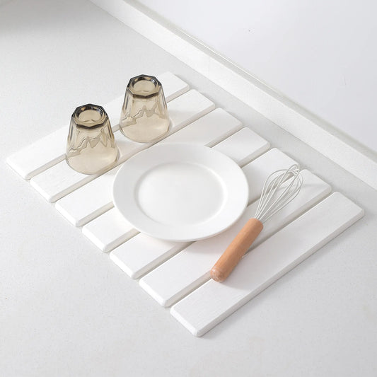 Folding Diatomaceous Earth Countertop Drain Mat - Quick Dry, Non-Slip & Easy Clean Absorbent Pad(dark grey) - Image 2