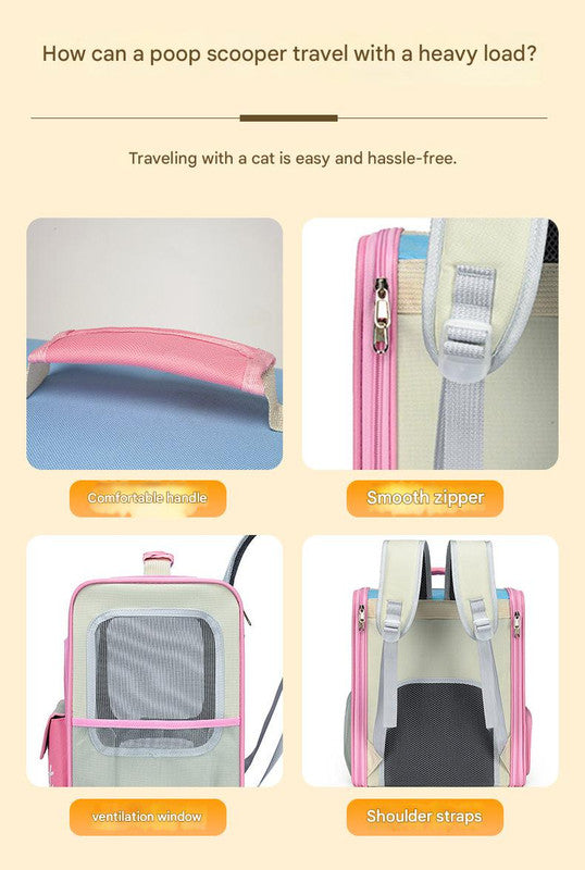 Breathable Pet Carrier Backpack - Large Capacity, Multiple Windows, Oxford Cloth(green) - Image 2