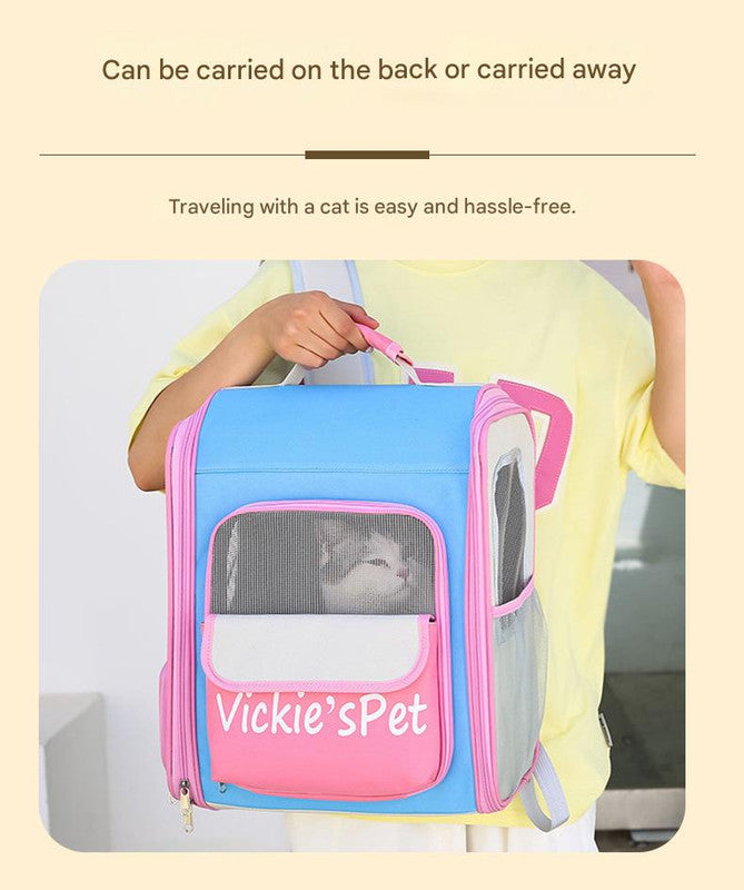 Breathable Pet Carrier Backpack - Large Capacity, Multiple Windows, Oxford Cloth(orange) - Image 3