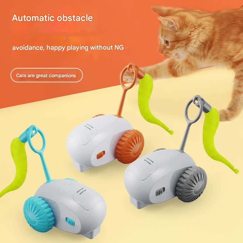 Interactive Smart Cat Toy Car - Automatic Obstacle Avoidance, Feather Tail, USB Rechargeable(orange) - Image 2