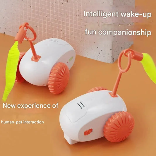 Interactive Smart Cat Toy Car - Automatic Obstacle Avoidance, Feather Tail, USB Rechargeable(blue) - Image 3