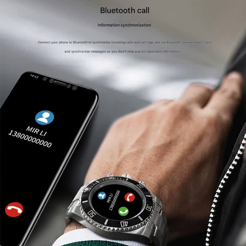 Classic Stainless Steel Smartwatch with Rotating Timer Bezel, Bluetooth Calling & Luminous Display(blue and red) - Image 4
