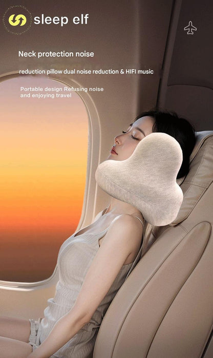 Smart Neck Pillow with Dual Noise Reduction, HIFI Bluetooth Music & Graphene Heating - Sleep Elf" Travel Pillow(Navy blue)" - Image 2