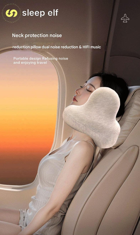 Smart Neck Pillow with Dual Noise Reduction, HIFI Bluetooth Music & Graphene Heating - Sleep Elf" Travel Pillow(Sky blue)" - Image 2