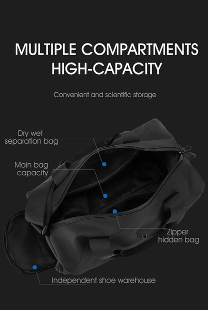Large Capacity Travel Duffel Bag with Shoe Compartment & Wet Pocket - Multi-Purpose Gym & Weekend Bag(Grey) - Image 4