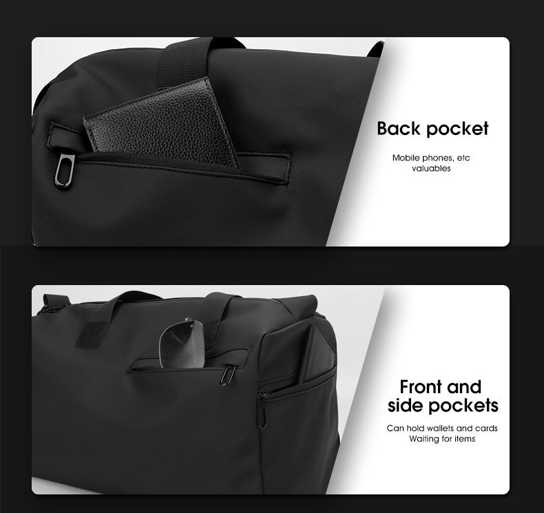 Large Capacity Travel Duffel Bag with Shoe Compartment & Wet Pocket - Multi-Purpose Gym & Weekend Bag(Black) - Image 5