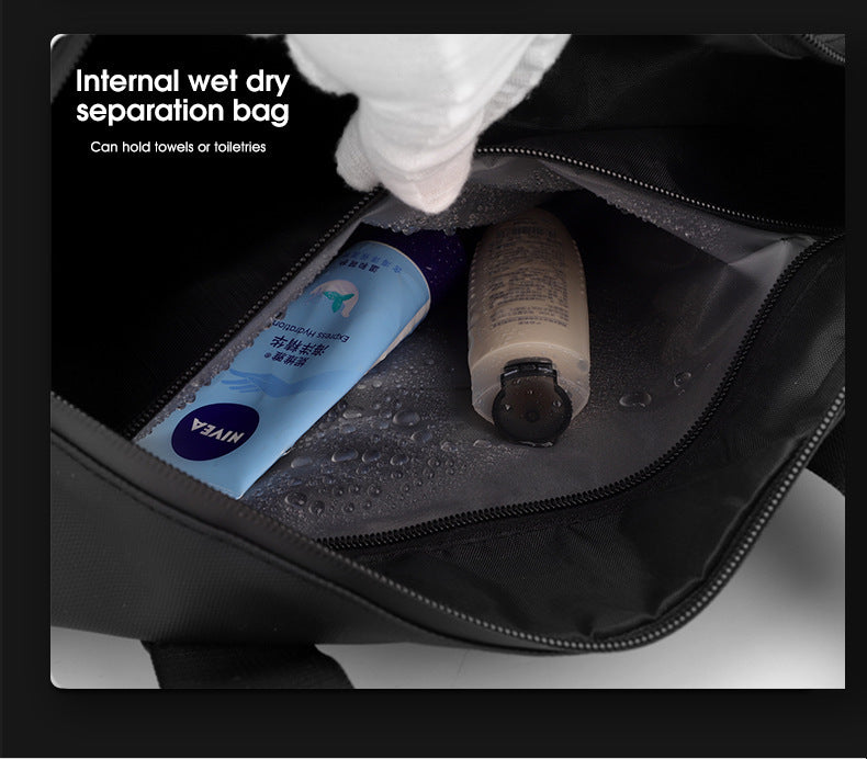 Large Capacity Travel Duffel Bag with Shoe Compartment & Wet Pocket - Multi-Purpose Gym & Weekend Bag(Black) - Image 6