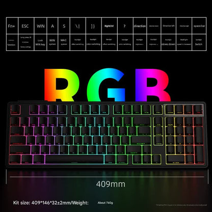 Tri-Mode RGB Mechanical Gaming Keyboard - 102-Key, Hot-Swappable, 4000mAh Battery, 5-Layer Sound Dampening(Rouge on white) - Image 2