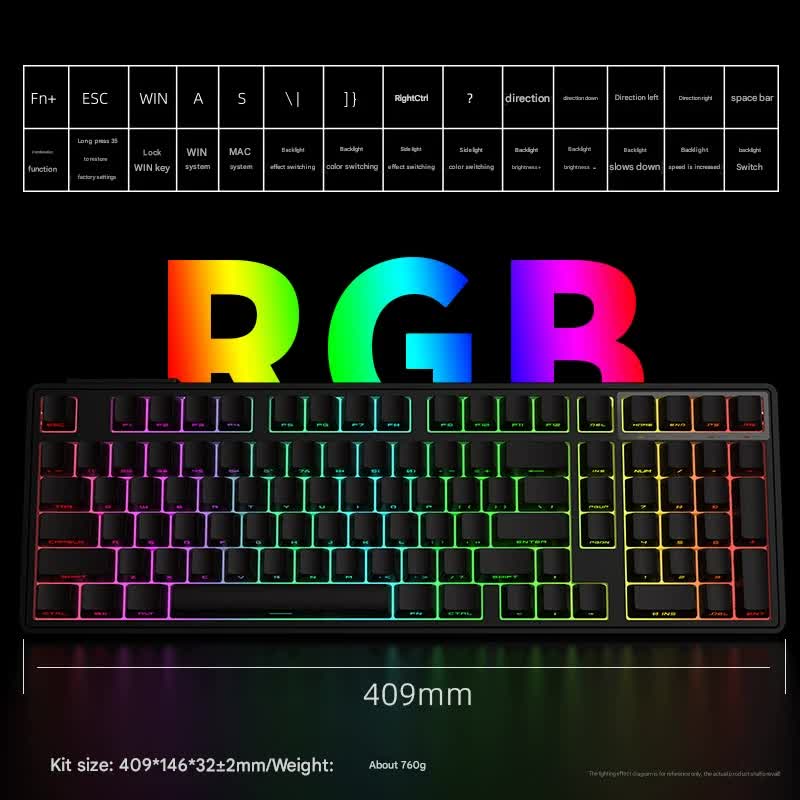 Tri-Mode RGB Mechanical Gaming Keyboard - 102-Key, Hot-Swappable, 4000mAh Battery, 5-Layer Sound Dampening(Midnight on black) - Image 2