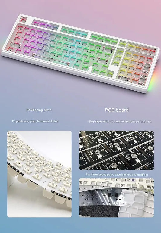 Tri-Mode RGB Mechanical Gaming Keyboard - 102-Key, Hot-Swappable, 4000mAh Battery, 5-Layer Sound Dampening(Midnight on black) - Image 4
