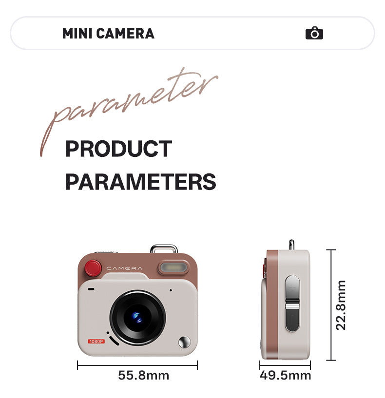 Mini Retro Keychain Camera - 48MP Photos, 1080P HD Video with Built-in Filters & Flash(Khaki Brown) - Image 9