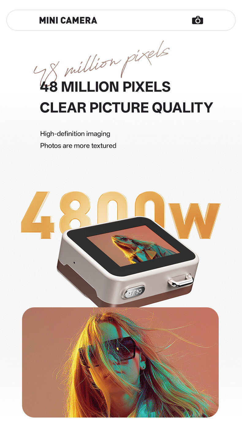 Mini Retro Keychain Camera - 48MP Photos, 1080P HD Video with Built-in Filters & Flash(black and white) - Image 6